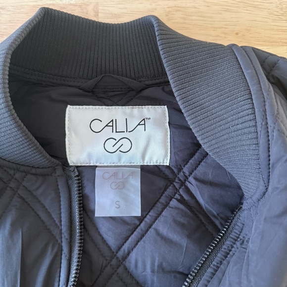 Calia Long Quilted Bomber Jacket Black Zip Front Women’s Small - Picture 6 of 10